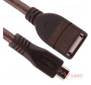 山泽（SAMZHE） OTG-020T USB2.0高速数据线AF/MINI5P透明黑直头0.2M